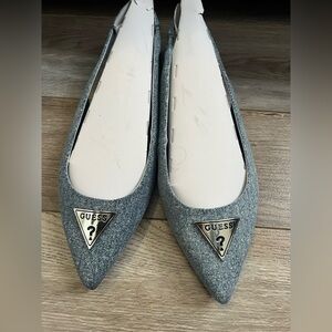 GUESS denim sling back flats